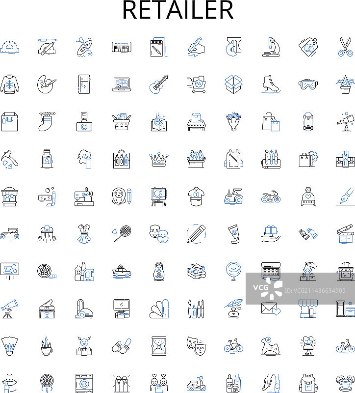 零售商轮廓图标集合图片素材