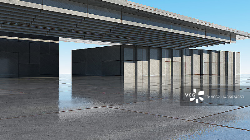 3D现代城市建筑及砖地广场背景图图片素材