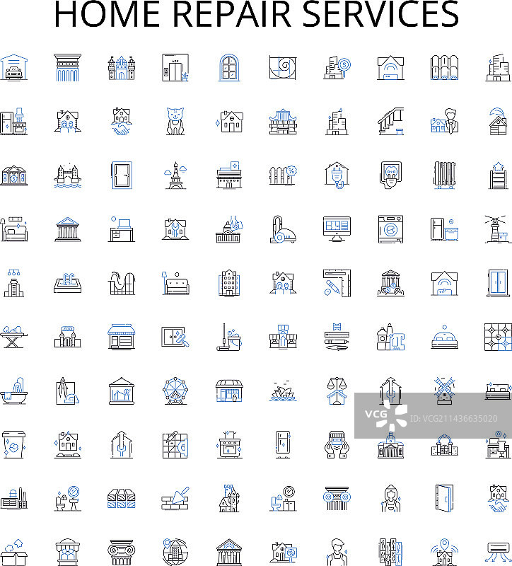 家庭维修服务轮廓图标合集图片素材
