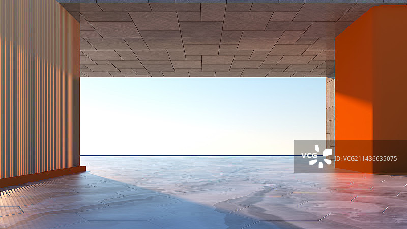 3D现代城市建筑及砖地广场背景图图片素材