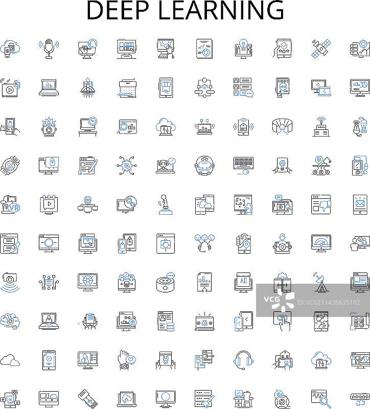 深度学习轮廓图标合集图片素材