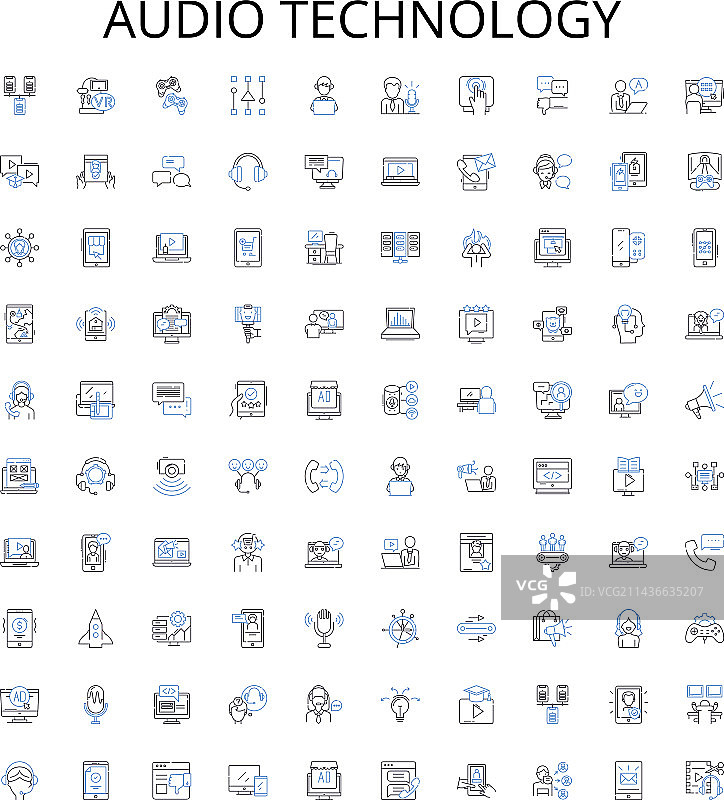 音频技术轮廓图标集合图片素材