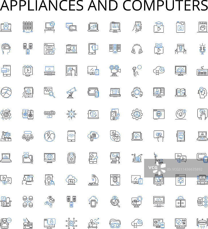 电器和电脑轮廓图标合集图片素材