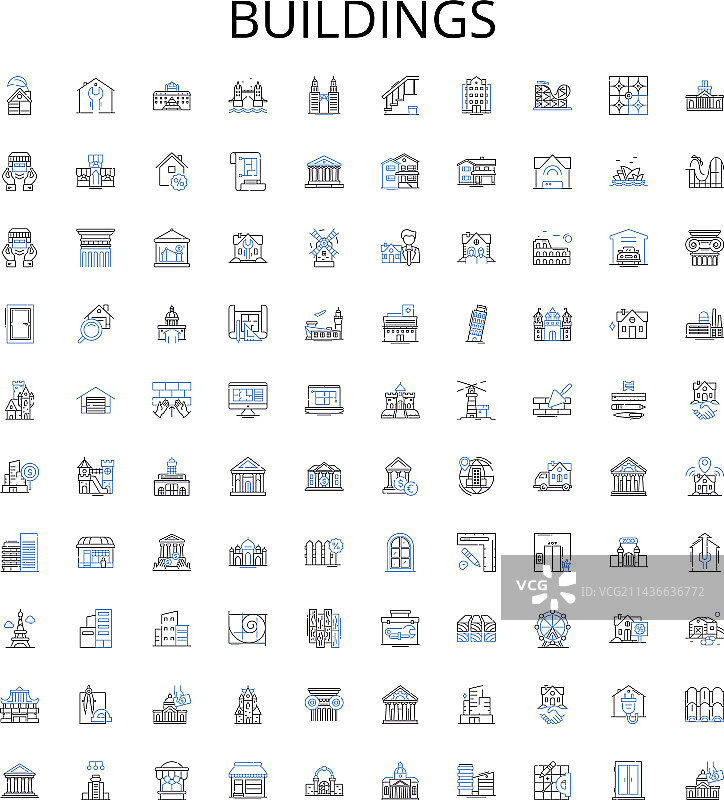 建筑轮廓图标集合图片素材