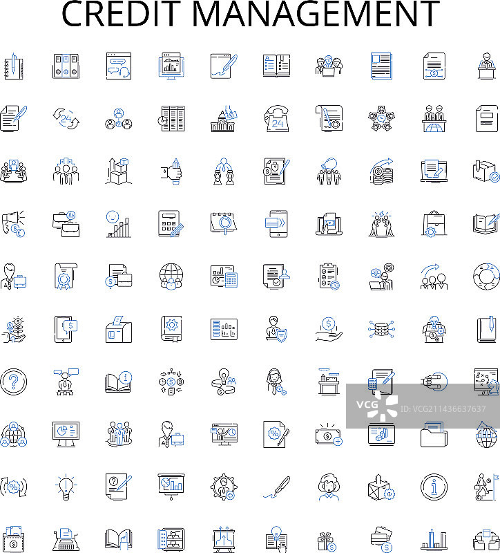 信用管理轮廓图标合集图片素材