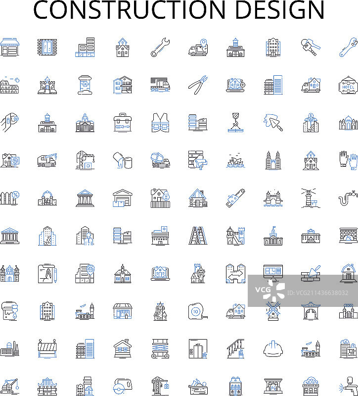 建筑设计轮廓图标合集图片素材