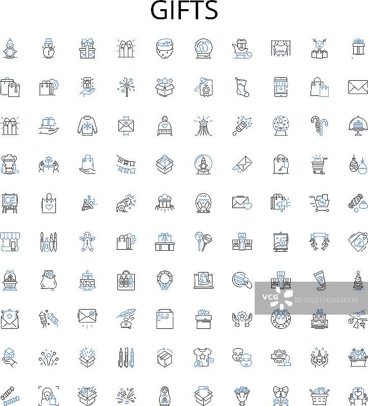 礼物轮廓图标集合，生日礼物图片素材