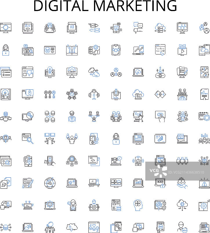 数字营销轮廓图标合集图片素材