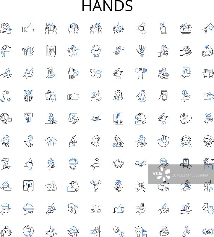 手部轮廓图标集合：抓握图片素材