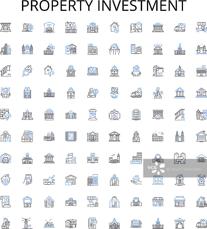房产投资轮廓图标合集图片素材