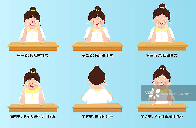 眼保健操六步步骤插图图片素材