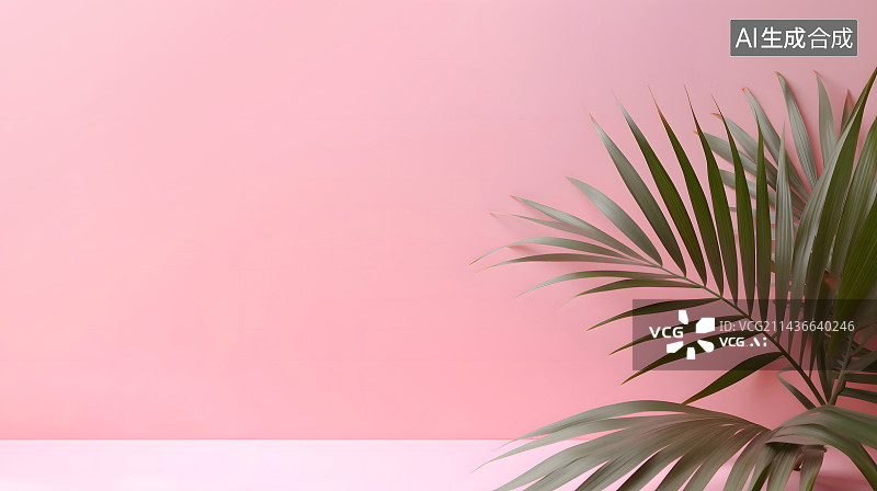 【AI数字艺术】颜色色块棕榈叶几何背景壁纸图片素材