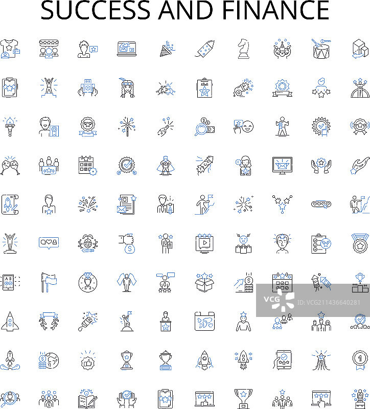 成功的金融轮廓图标合集图片素材