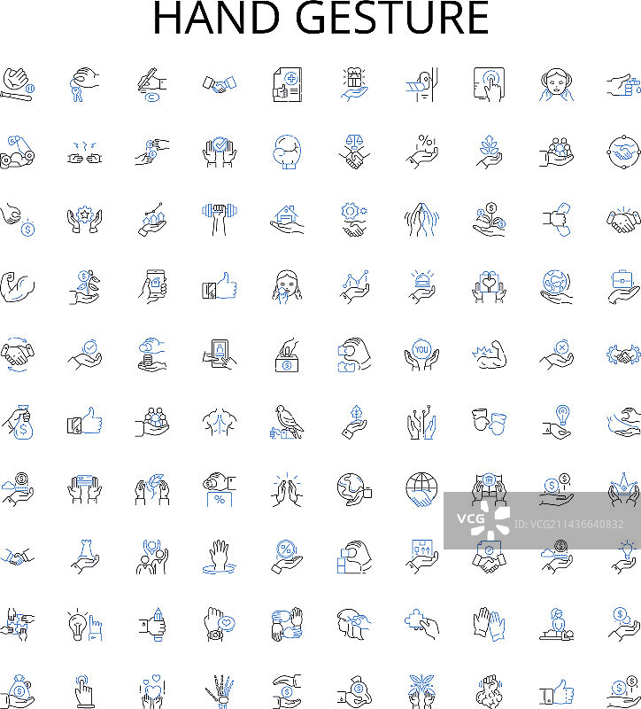 手势轮廓图标集合图片素材