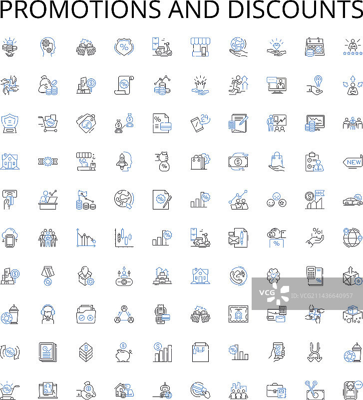 促销和折扣轮廓图标合集图片素材