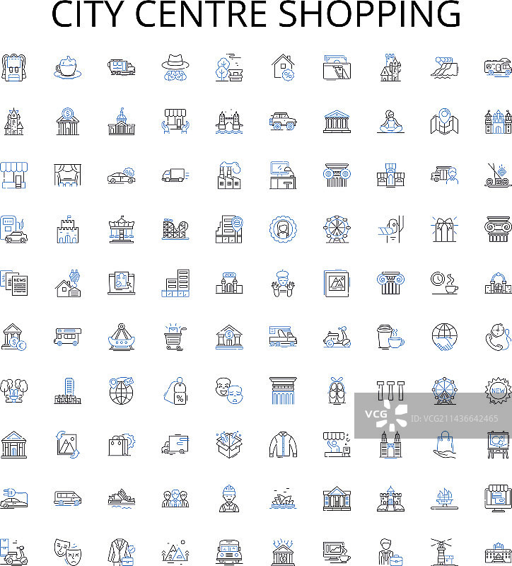 市中心购物轮廓图标合集图片素材