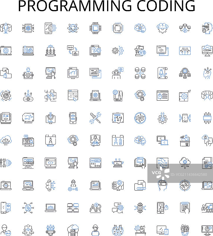 编程编码轮廓图标合集图片素材