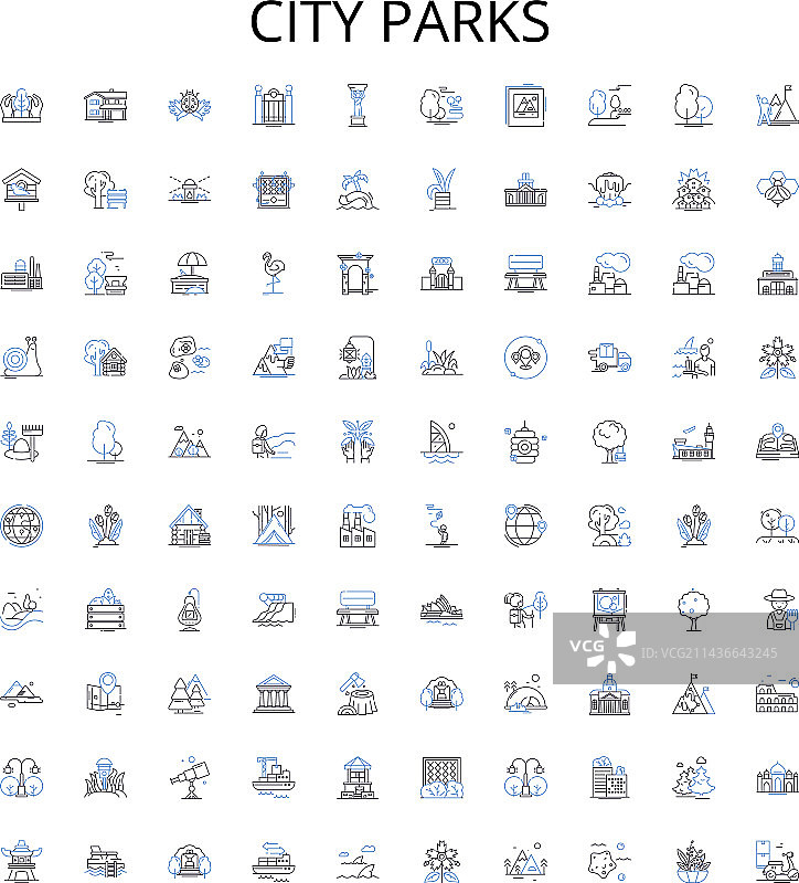 城市公园轮廓图标合集图片素材