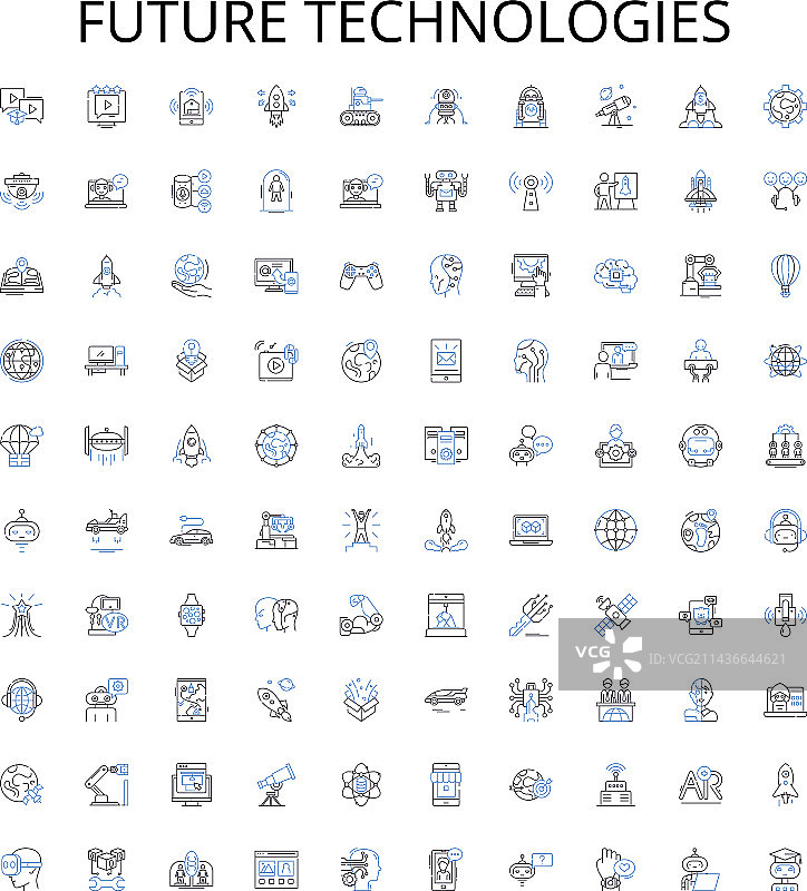 未来科技大纲图标集合AI图片素材