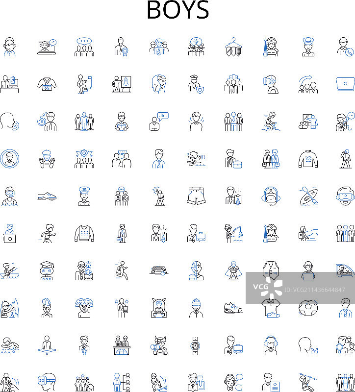 男孩轮廓图标合集图片素材