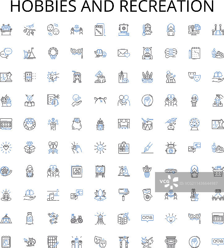 兴趣爱好与休闲线性图标合集图片素材