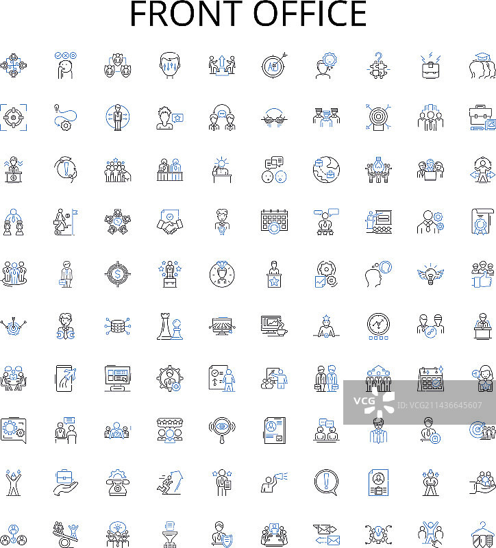办公室轮廓图标集正面图图片素材