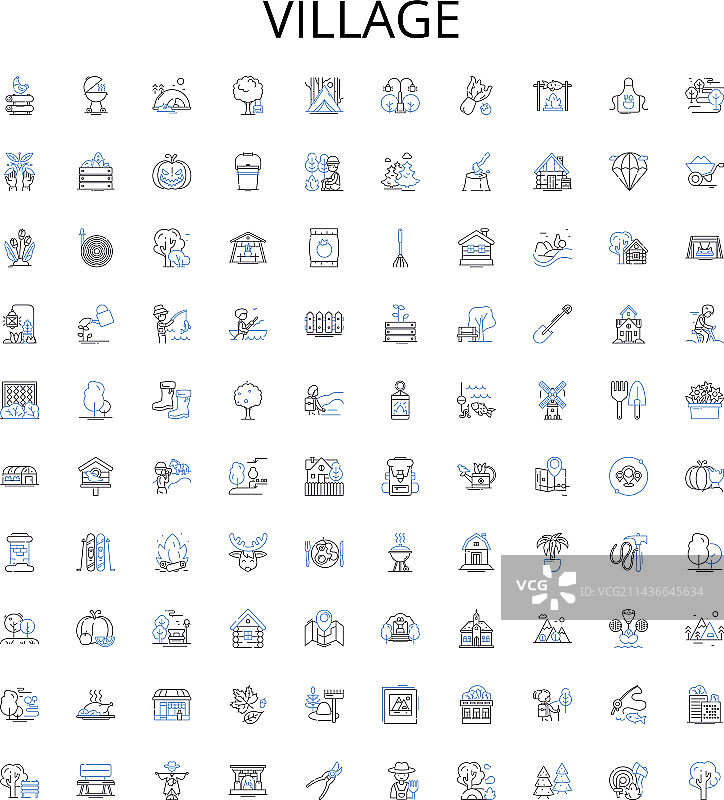 村庄轮廓图标合集图片素材