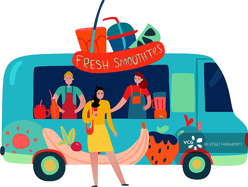 扁平风格冰沙车图片素材