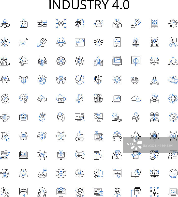 工业4.0工厂轮廓图标合集图片素材