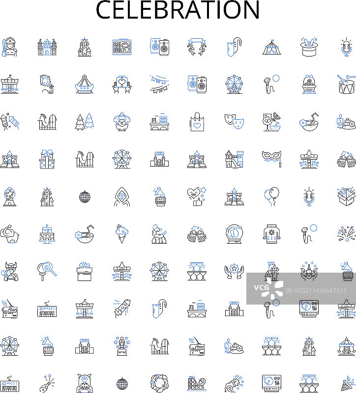 派对庆祝轮廓图标合集图片素材