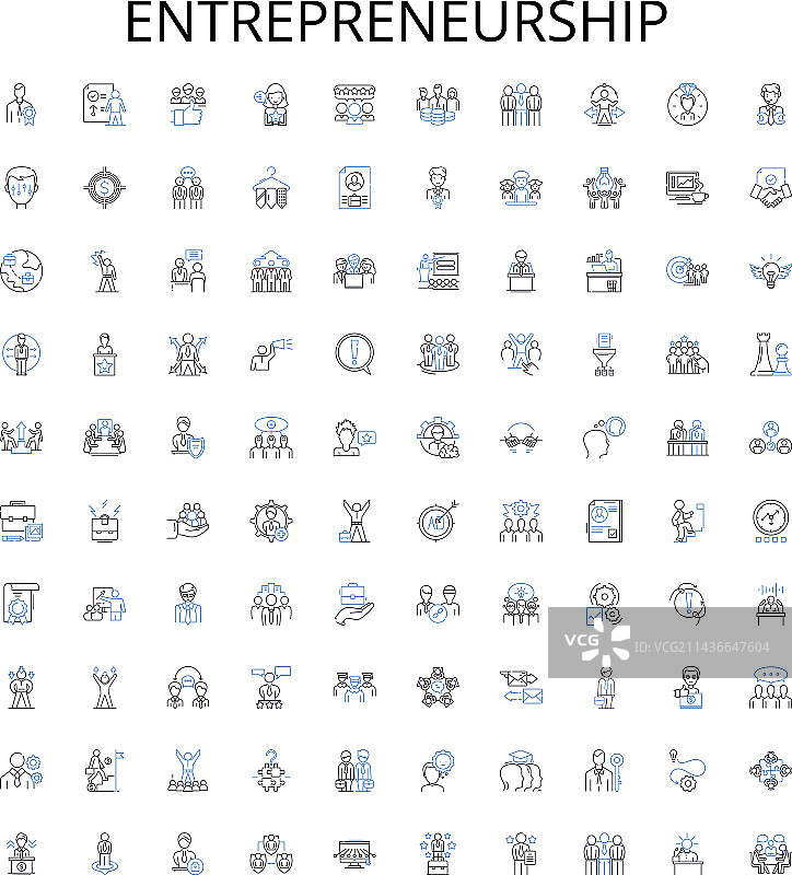 创业启动轮廓图标集合图片素材