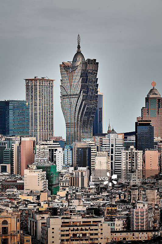 澳门特区高视角蓝调景色图片素材