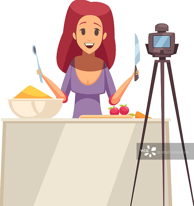 卡通烹饪视频博主图片素材