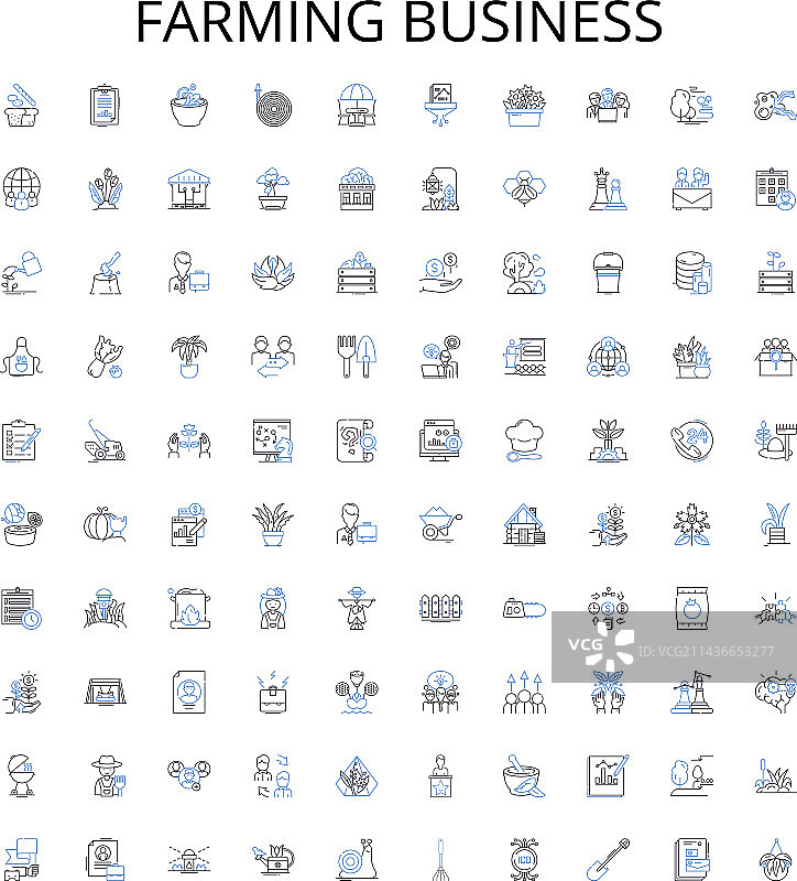 农业商业轮廓图标合集图片素材