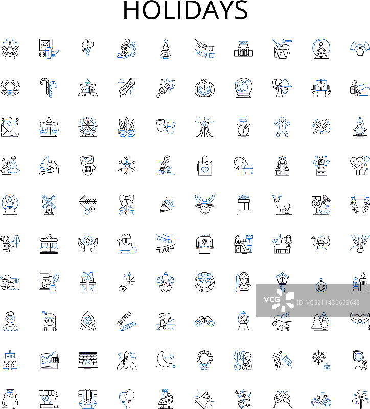 假期轮廓图标合集图片素材