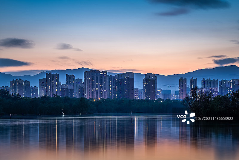 永定河落日图片素材