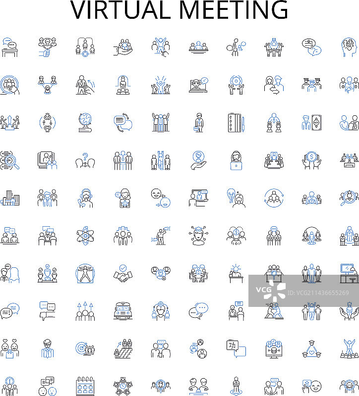 在线虚拟会议轮廓图标系列图片素材