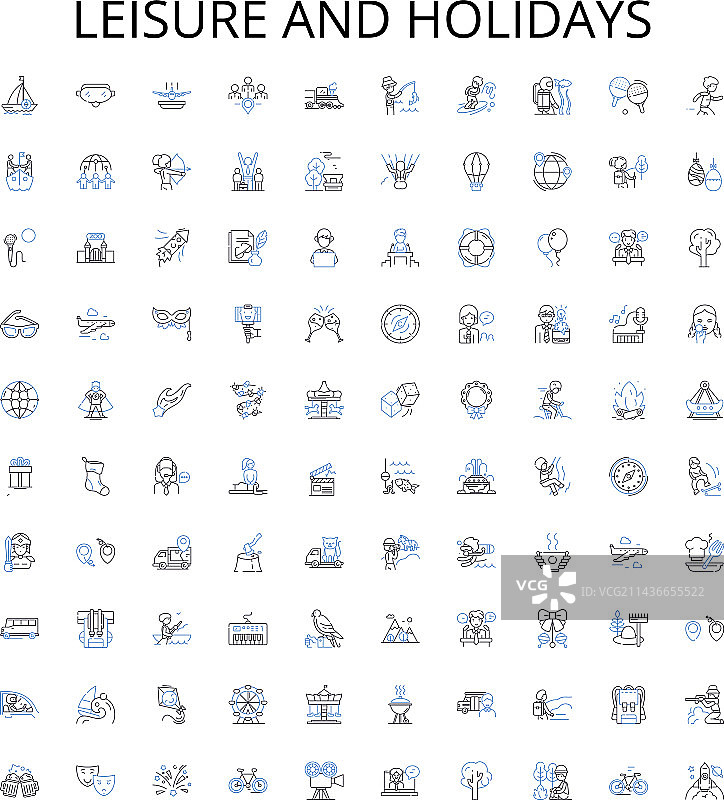 休闲和假日轮廓图标合集图片素材