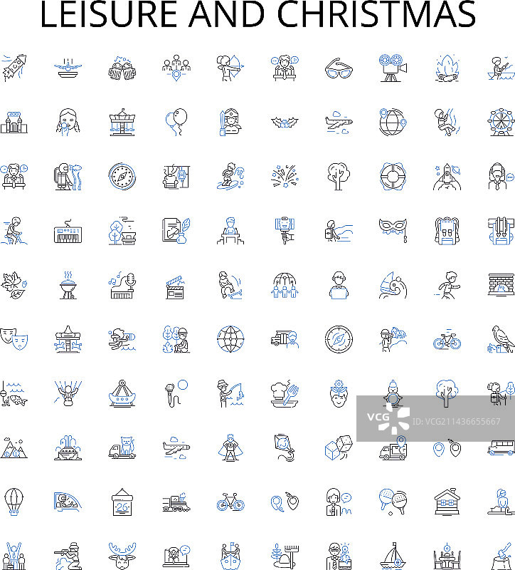 休闲与圣诞描边图标合集图片素材