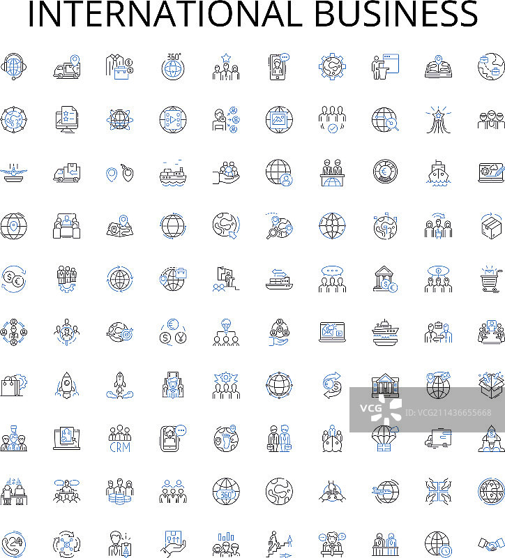 国际商务轮廓图标合集图片素材