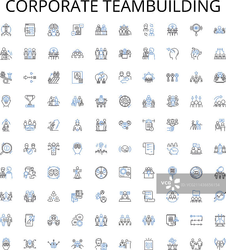 公司团队建设轮廓图标集合图片素材