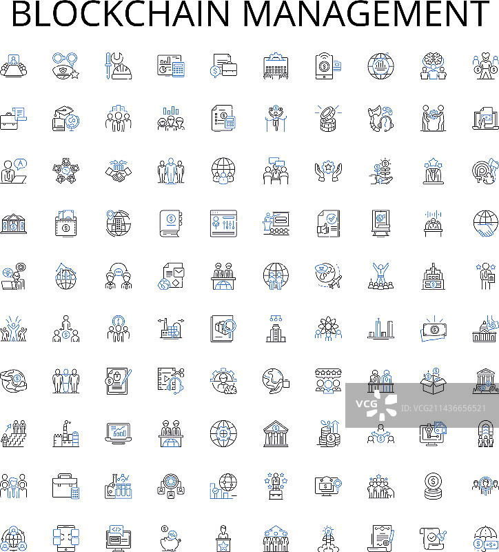 区块链管理线性图标合集图片素材