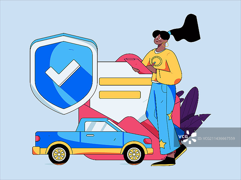为汽车购买保险扁平人物矢量概念运营插画图片素材