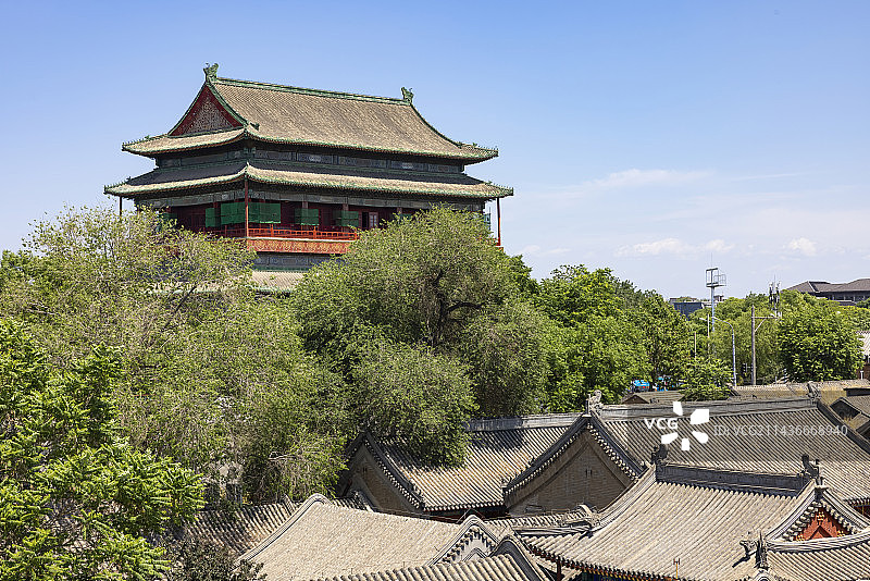 老北京的四合院和鼓楼图片素材