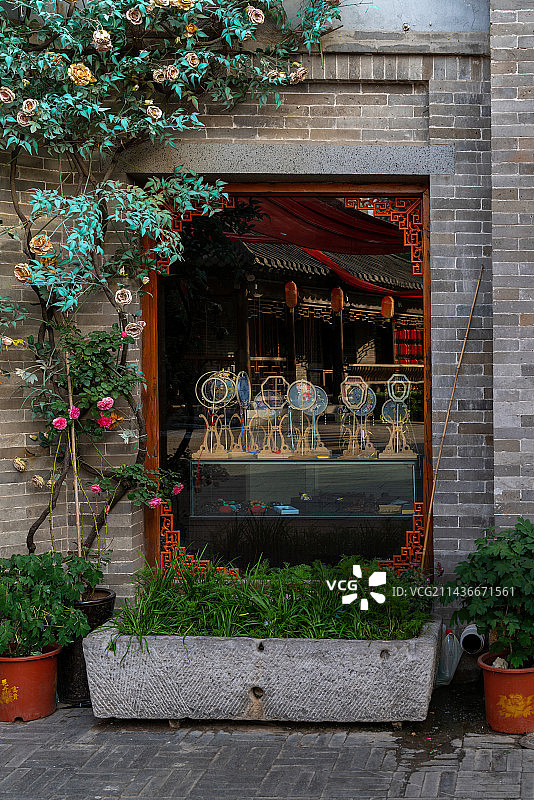 中国明清建筑局部，木格门窗图片素材