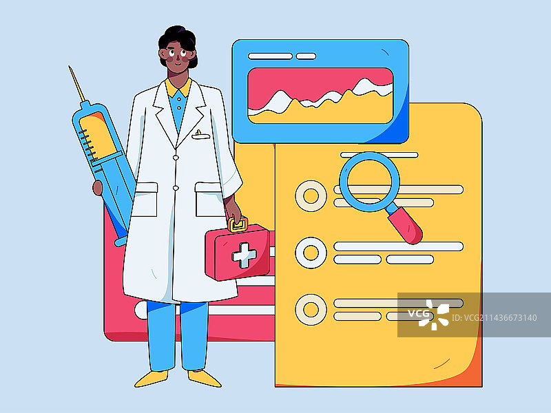 医生为病人体检扁平矢量概念运营手绘插画图片素材