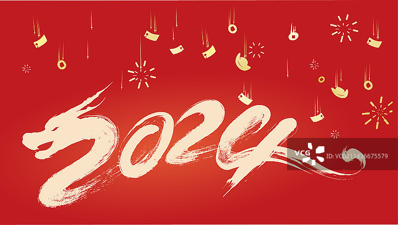 龙年春节喜庆庆祝中国风龙年大吉图片素材