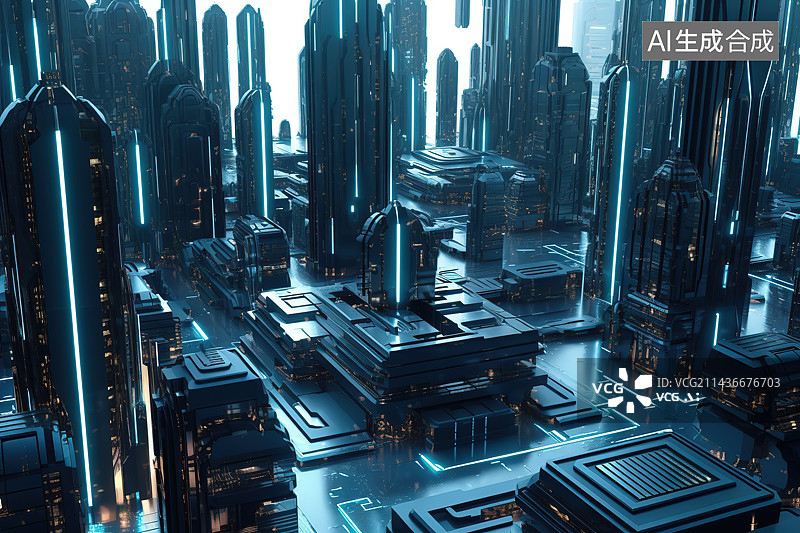 【AI数字艺术】科幻城市图片素材