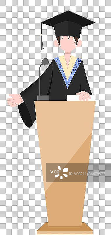 校园毕业季大学生穿学士服做毕业答辩手绘插画图片素材