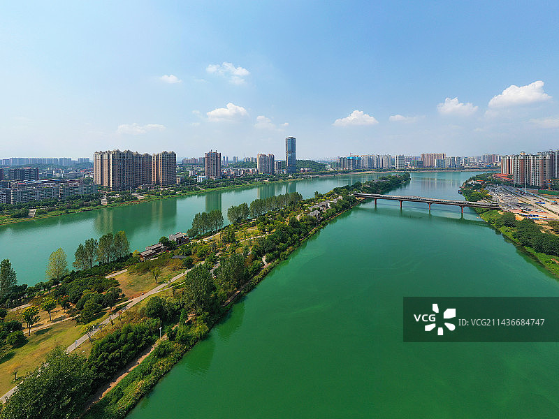 湖南省衡阳市雁峰区东洲岛景区航拍图片素材